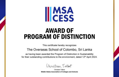 Leading the Way in Sustainability: The Overseas School of Colombo Sets a Global Benchmark in Environmental Education and Practices